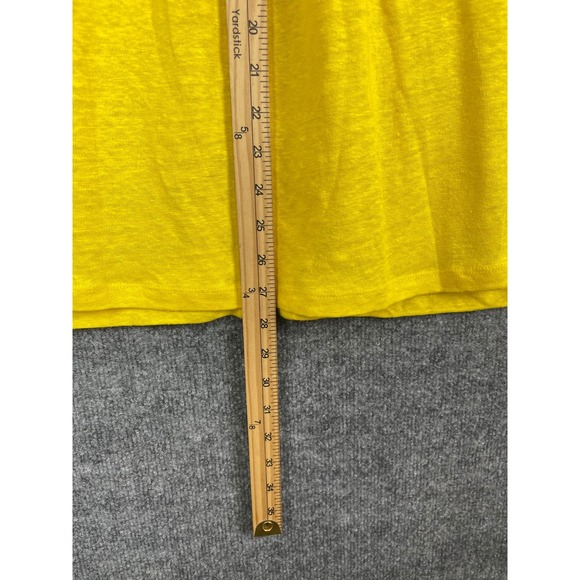 Chico's Linen Button Up Shirt Womens 4 XXL Yellow Excellent Short Sleeve Blouse - Picture 7 of 7